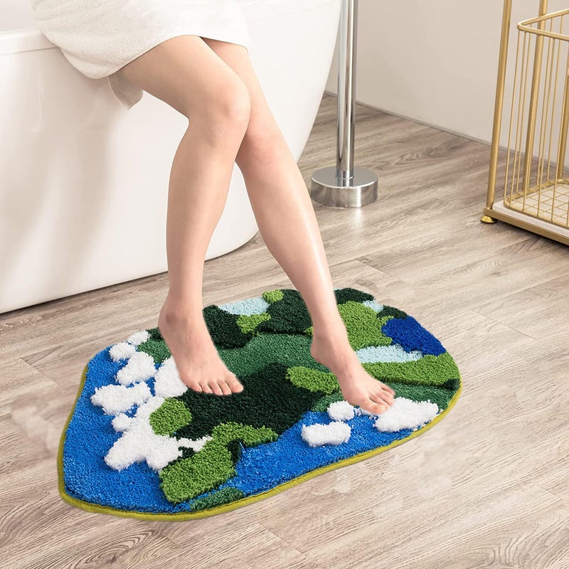 UKELER Shaggy Moss Bathroom Decor 3D Flocking Grass Rugs - Non Slip, Washable Bath Mat for Shower, Tub, Sink, Toilet, Entry Way, Indoor Doormat 31''20'' - Image 3